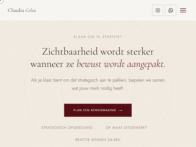 Claudia Celea website op tablet