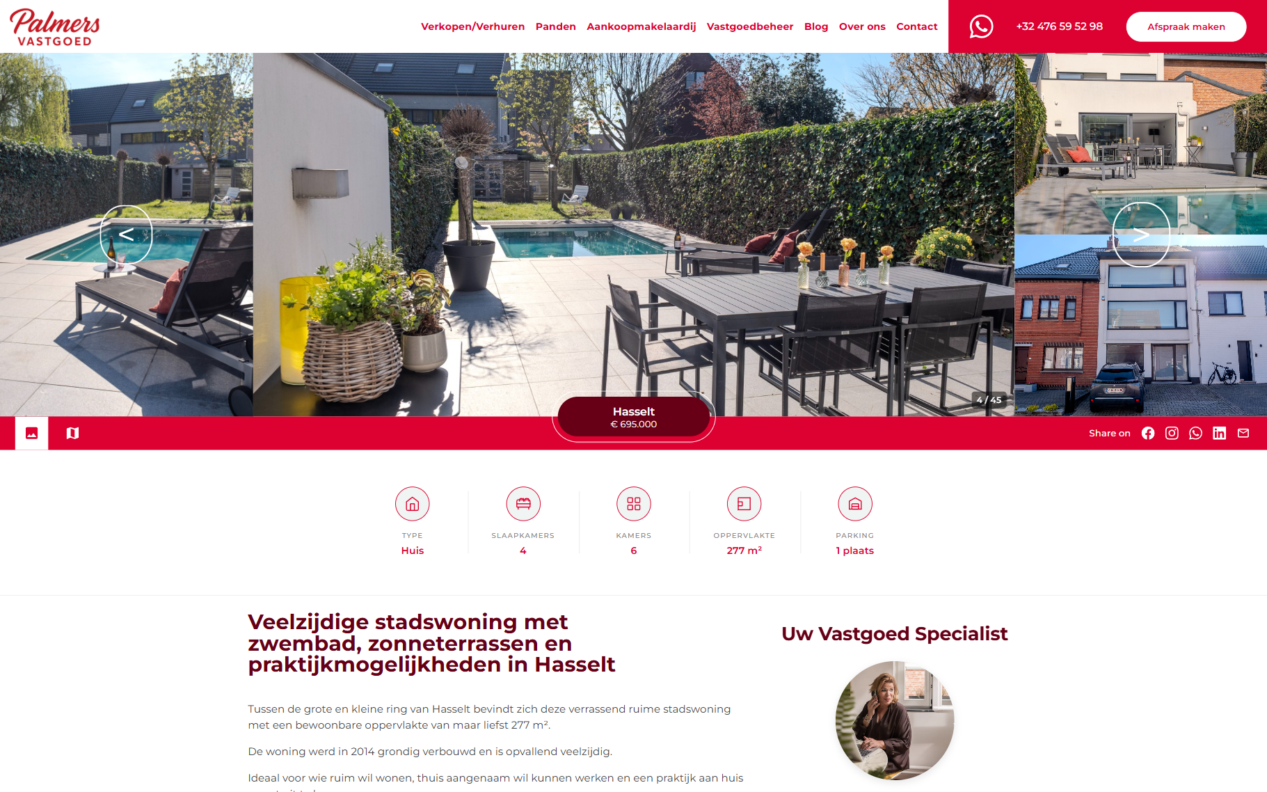 Palmers Vastgoed website op laptop